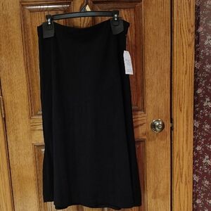 Elegant Time & Tru Black Faux Suede Midi Skirt 14